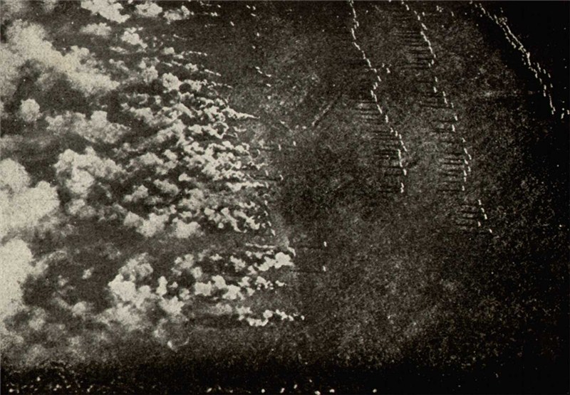 Aerial photo of a German gas attack on the Eastern Front (HW) 