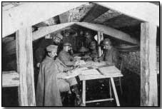 French staff officers in a dugout near Verdun