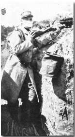 French soldier wearing respirator