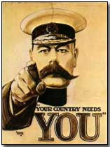 A copy of the famous Kitchener poster, kindly supplied by Michael Duffy. (It was designed and drawn by Alfred Leete of  Weston-super-Mare in North Somerset).
