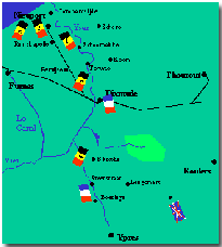 The remnant of the six Belgian divisions took up defensive positions along the Yser. The French Marins Fusiliers were at Dixmude, and the 87th Territorial Division near Steenstraat. The British regulars of the 7th Division moved to positions around Zonnebeke and Broodseinde.